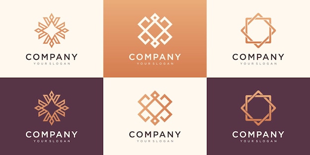 Coleção de logotipos simples de luxo.
