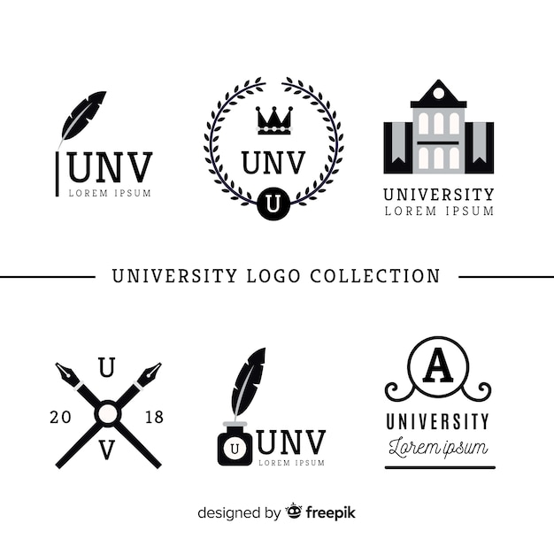 Coleção de logotipos universitários planas