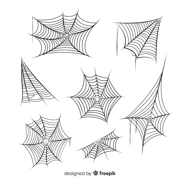 Coleção de mão desenhada teia de aranha no fundo branco