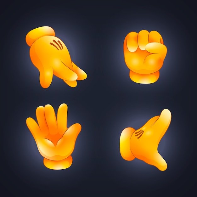 Vetor coleção de mãos emoji gradiente