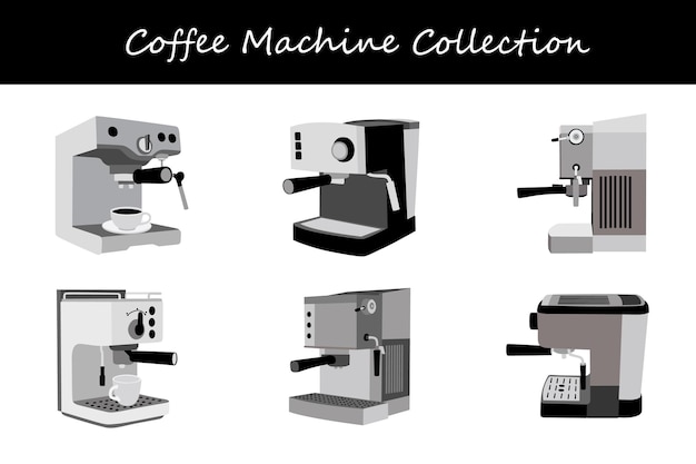 coleção de máquinas de café em diferentes poses ilustração vetorial