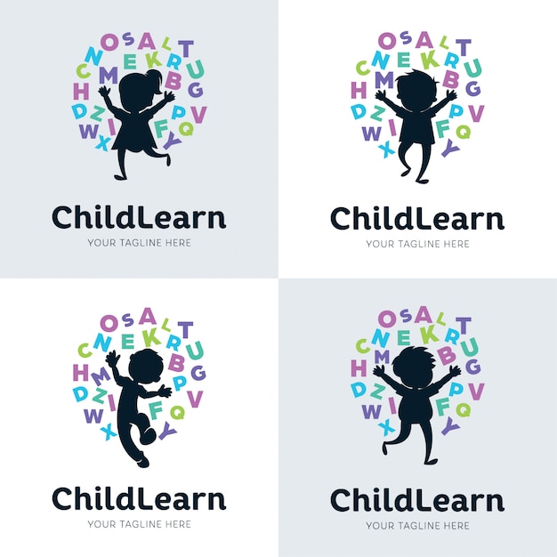 Vetor coleção de modelo de design de conjunto de aprendizagem de crianças