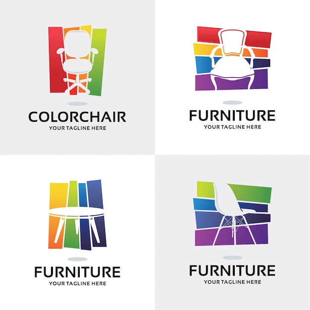 Coleção de modelo de design de logotipo de mobiliário