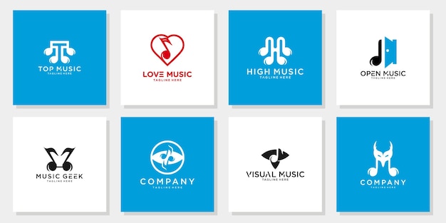 Vetor coleção de modelo de design de logotipo de música