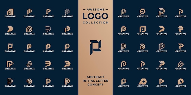 Vetor coleção de modelo de design de logotipo inicial letra p