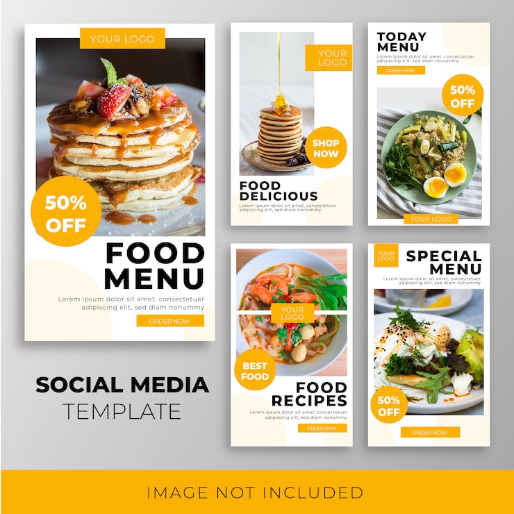 Vetor coleção de modelo de história de instagram de alimentos