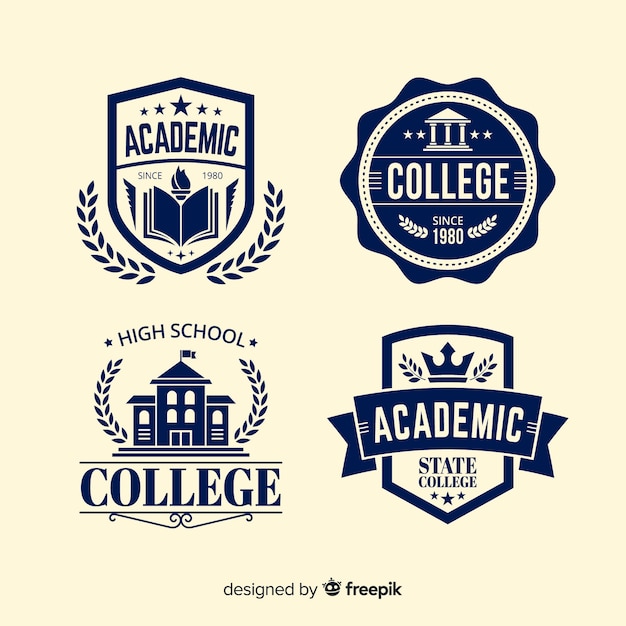 Vetor coleção de modelo de logotipo de escola plana