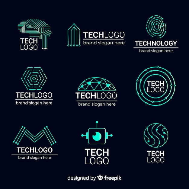 Vetor coleção de modelo de logotipo de tecnologia gradiente