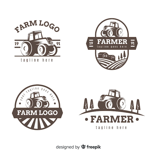 Vetor coleção de modelo de logotipo fazenda plana