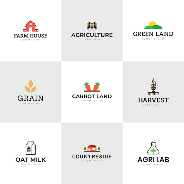 Vetor coleção de modelo de logotipos agrícolas