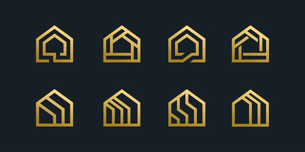 Coleção de modelo de pacote de ícone de logotipo de casa