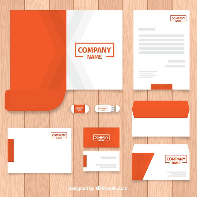 Vetor coleção de modelo de papel de carta de negócios na cor laranja