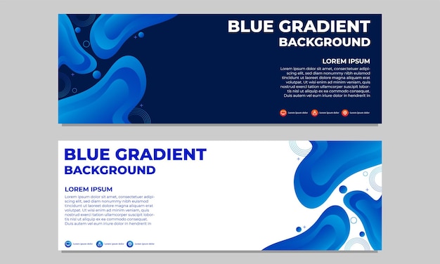 Coleção de modelos de banner horizontal gradiente azul abstrato