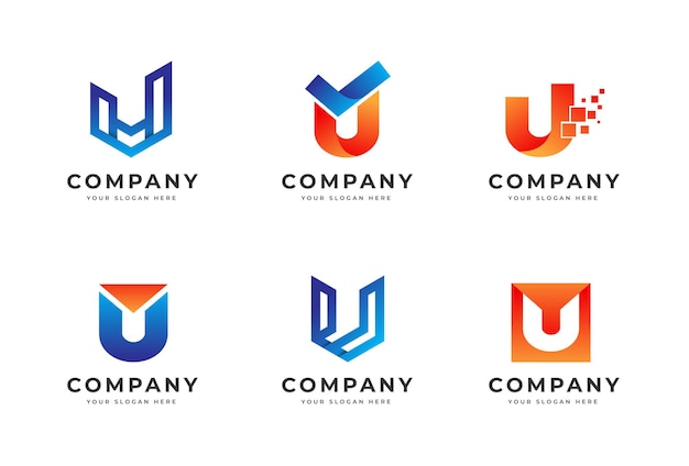 Coleção de modelos de design de logotipo da letra U