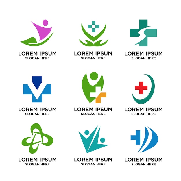 Coleção de modelos de design de logotipo de cuidados de saúde médicos