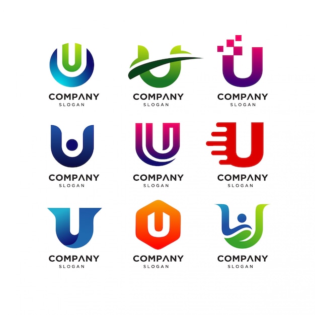 Coleção de modelos de Design de logotipo de letra U