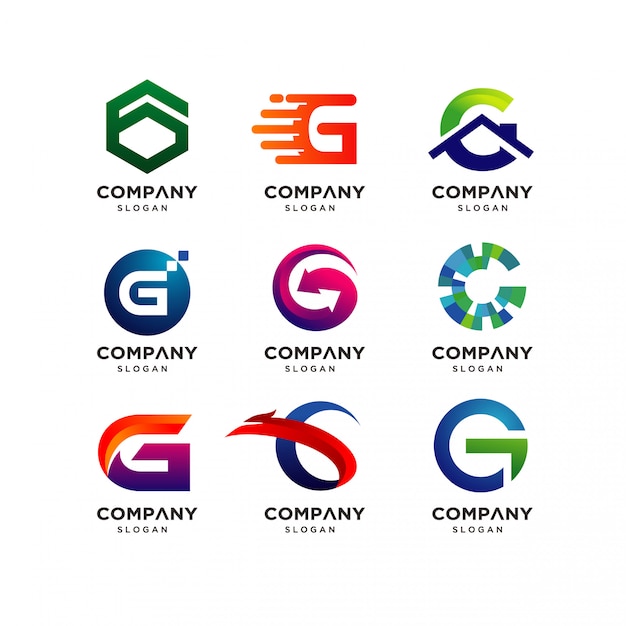 Coleção de modelos de design de logotipo letra g