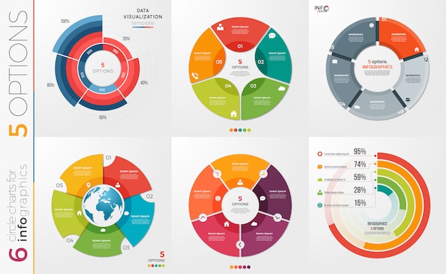 Coleção de modelos de gráfico de círculo para infográficos