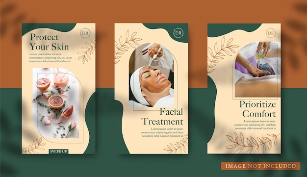 Coleção de modelos de história do instagram de spa