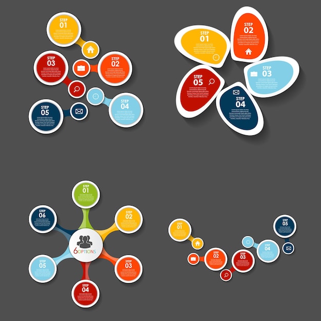 Coleção de modelos de infográfico para ilustração vetorial de negócios