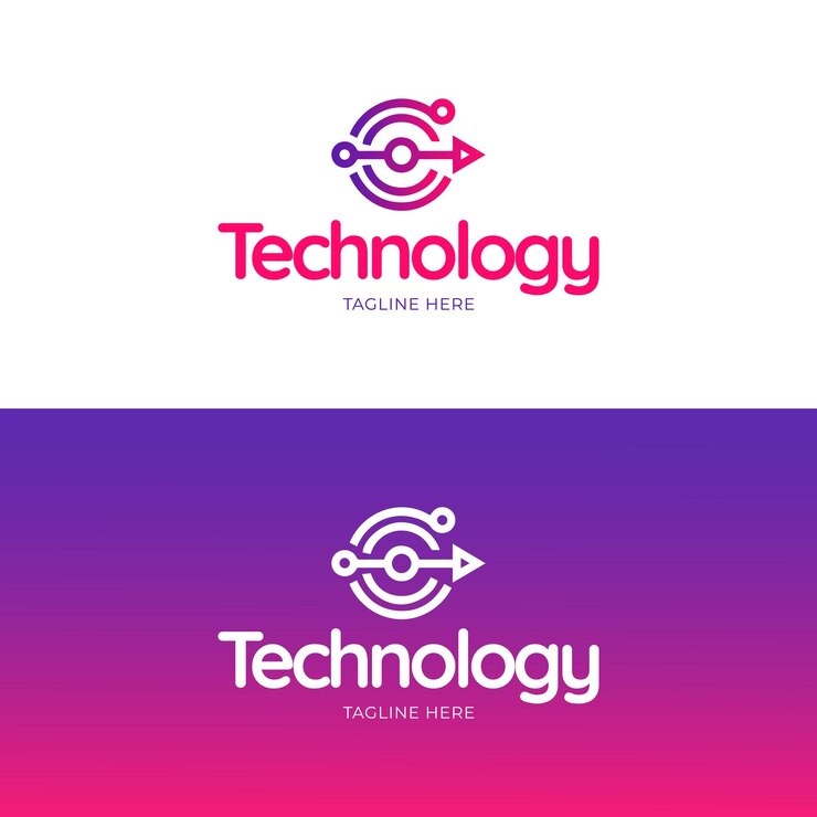 Vetor coleção de modelos de logotipo de tecnologia de gradiente