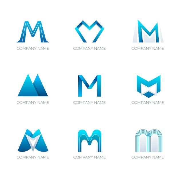 Vetor coleção de modelos de logotipo gradient m