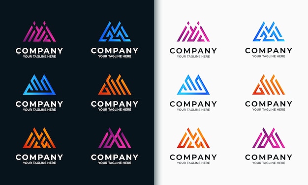 Coleção de modelos de logotipo m inicial da letra do monograma