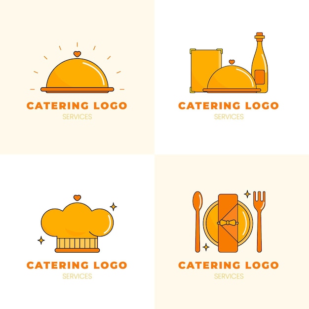 Vetor coleção de modelos de logotipo para flat catering