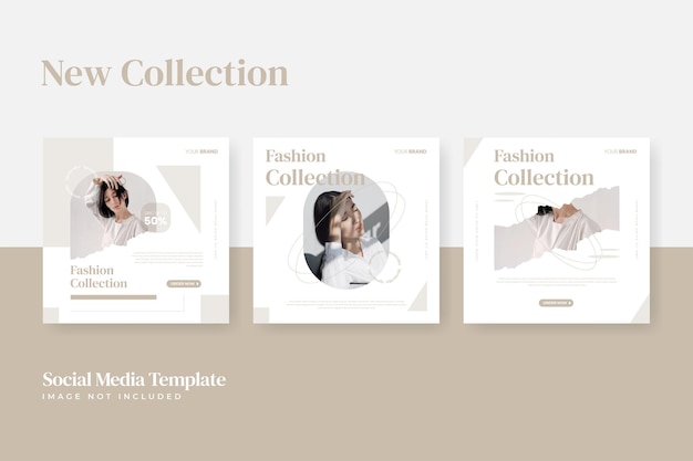 Coleção de modelos de postagem de mídia social de venda de moda limpa e minimalista