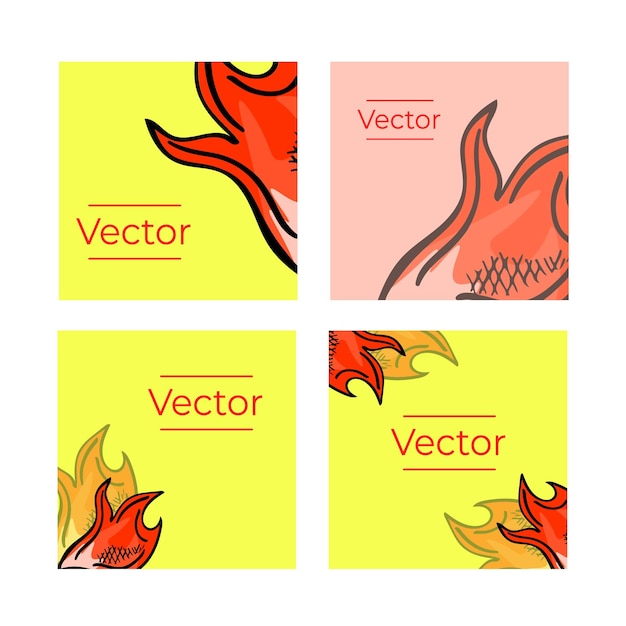 Vetor coleção de modelos desenhados à mão de fogo de acampamento