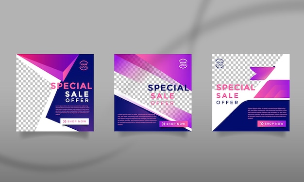 Coleção de modelos vetoriais de design de fundo editáveis para promoção de vendas de banners de mídia social
