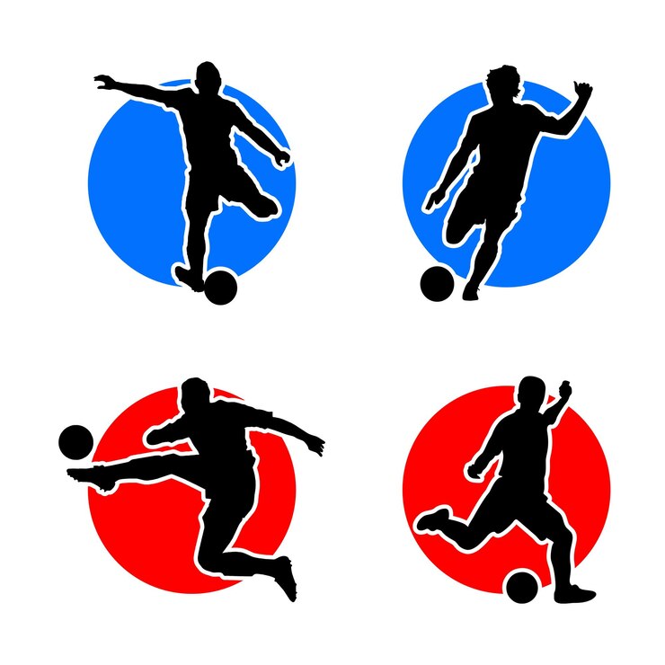 Vetor coleção de modelos vetoriais de design de logotipo de jogador de futebol