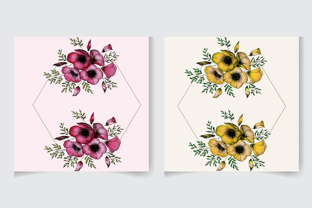 Coleção de moldura floral em aquarela pintada à mão convite de casamento salvar a data tecido têxtil