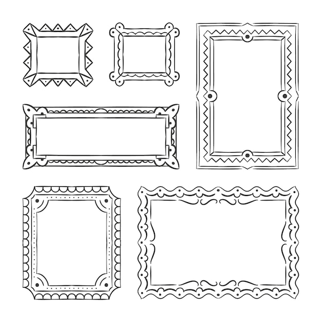 Vetor coleção de molduras ornamentais desenhadas à mão