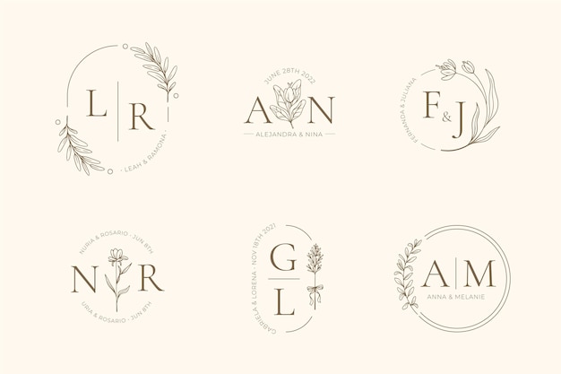 Coleção de monogramas de casamento pintados à mão