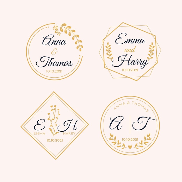 Vetor coleção de monogramas lineares de casamento