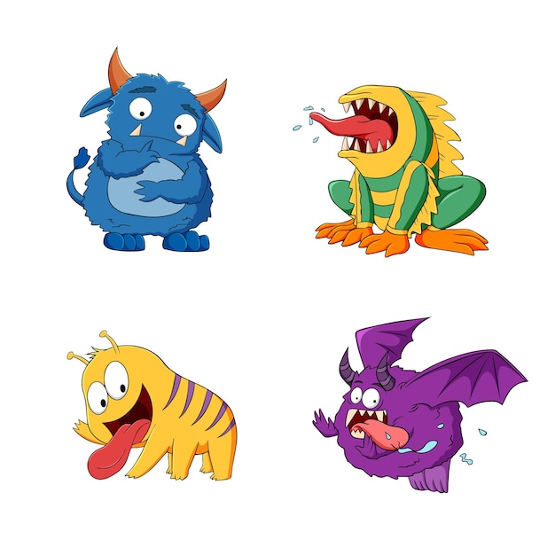 Vetor coleção de monstros personagens fofinhos
