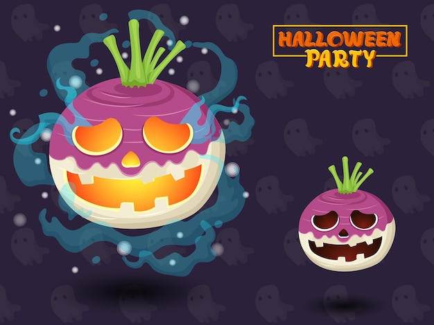 Coleção de nabos de halloween em design plano troque suas abóboras por nabos neste halloween