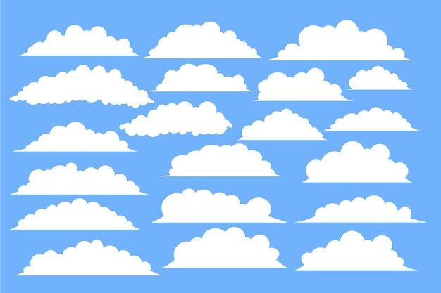 Vetor coleção de nuvens de desenhos animados em design plano