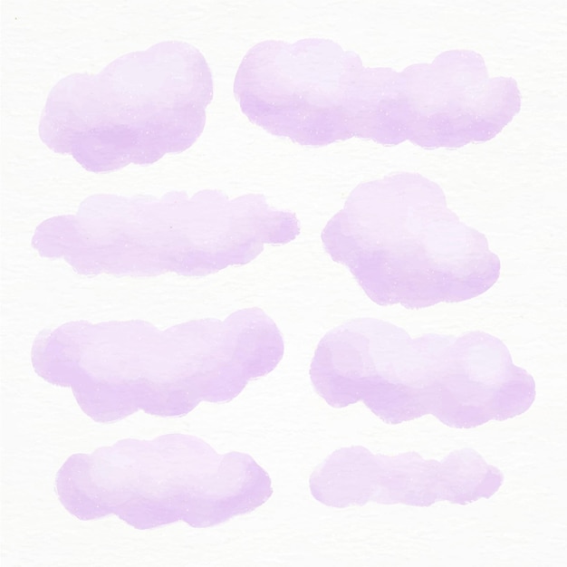 Coleção de nuvens em aquarela