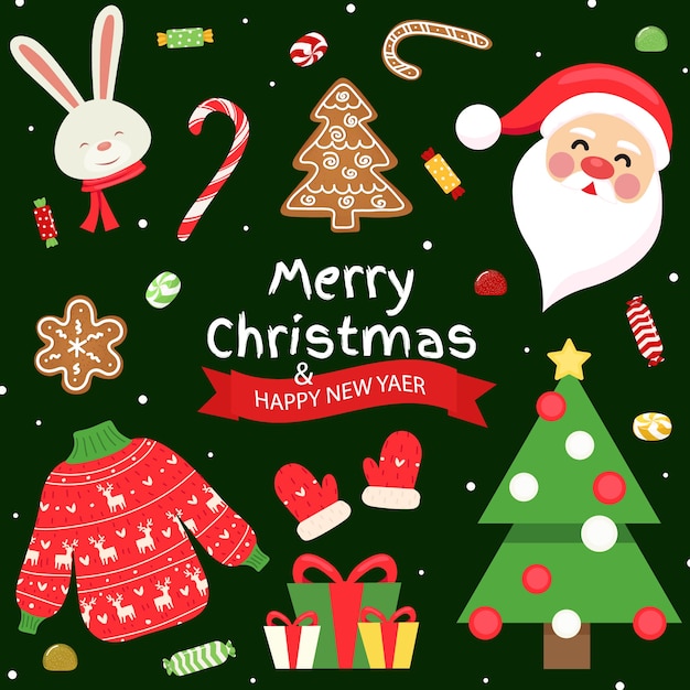 Coleção de objetos e elementos de Natal