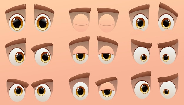 Vetor coleção de olhos de personagem fofo de desenho animado