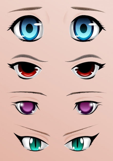 vetor premium l desenhando olhos bonitos de anime. projeto de ilustração.  livre de royalties. 15805508 Vetor no Vecteezy