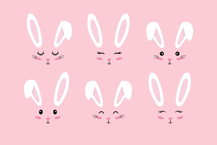 Coleção de orelhas de coelho Coelhinho da Páscoa máscara facial fofa Vector