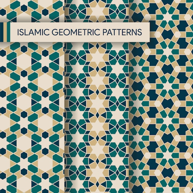 Coleção de origens vibrantes padrões sem emenda islâmica