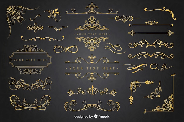 Coleção de ornamentos de ouro