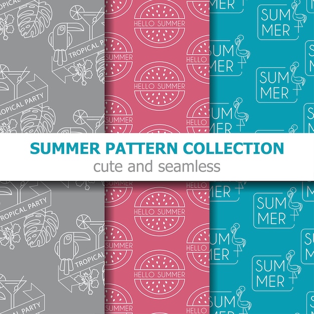Vetor coleção de padrão de verão moderno. banner de verão. férias de verâo. vetor
