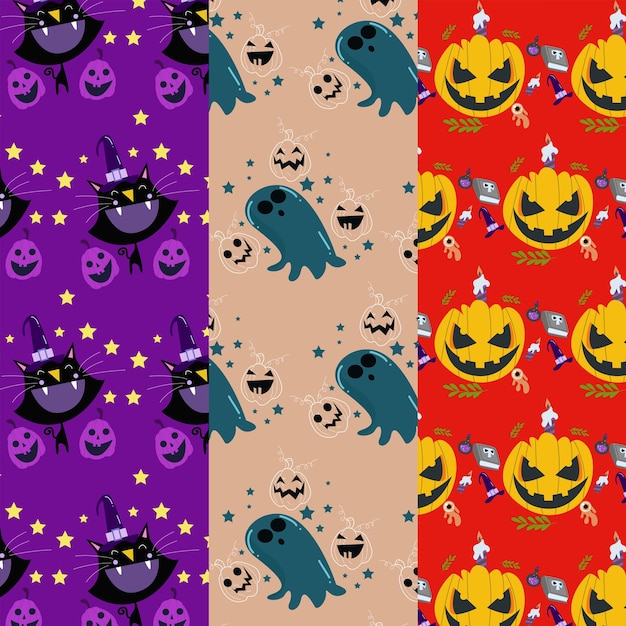 Coleção de padrões de halloween adequados para papel de parede