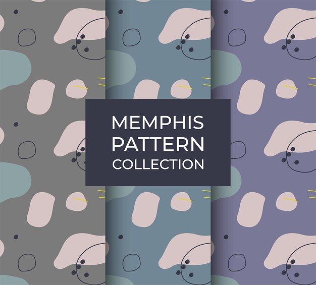 Coleção de padrões de memphis em ilustração vetorial de estilo natural contemporâneo