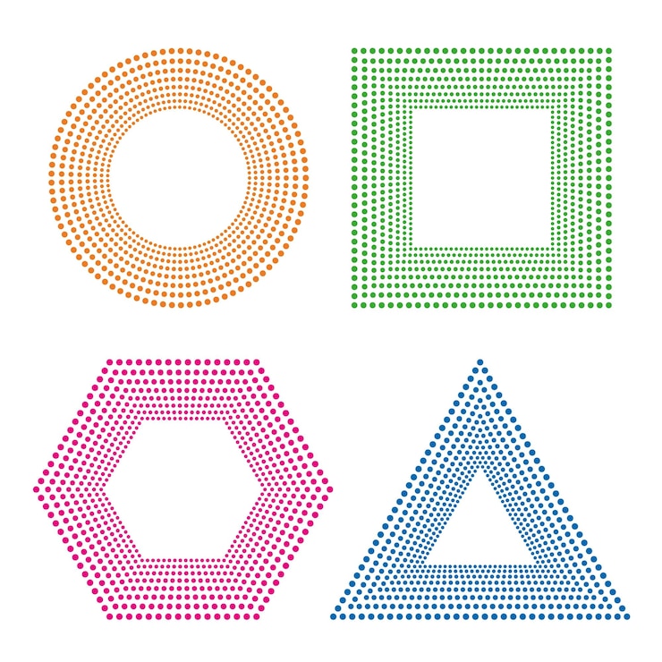 Vetor coleção de padrões de pontos geométricos coloridos
